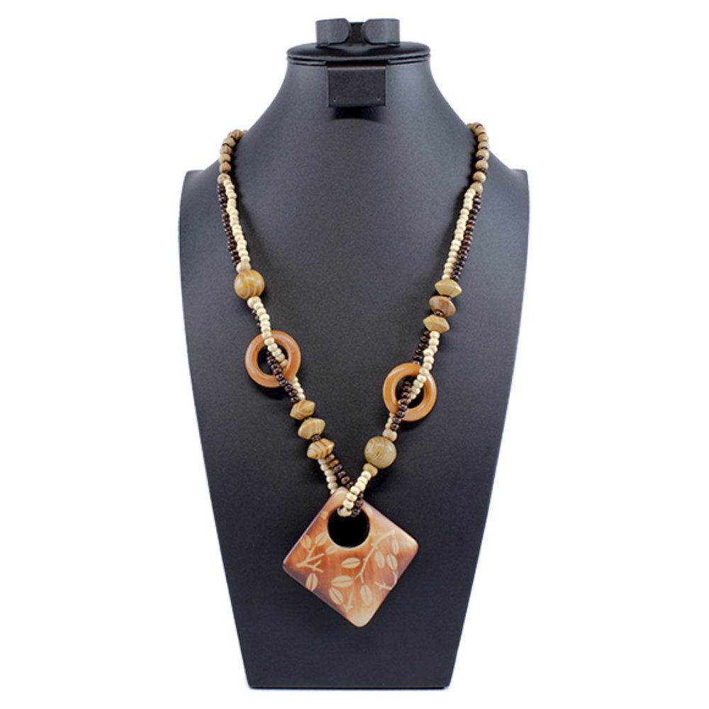 Houtprent Necklace